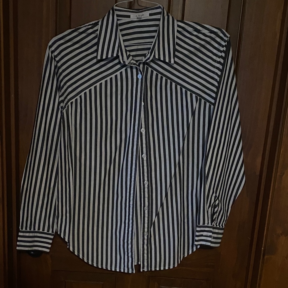 Black and White Striped Womens Shirt
